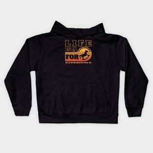 Life is  a Playground for Experience, Wild West, Rocking Horse, Retro Sunset Kids Hoodie